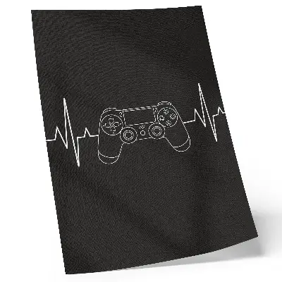 Impression sur toile motif de jeu minimaliste cœur noir et blanc