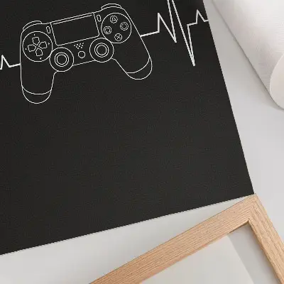 Impression sur toile motif de jeu minimaliste cœur noir et blanc