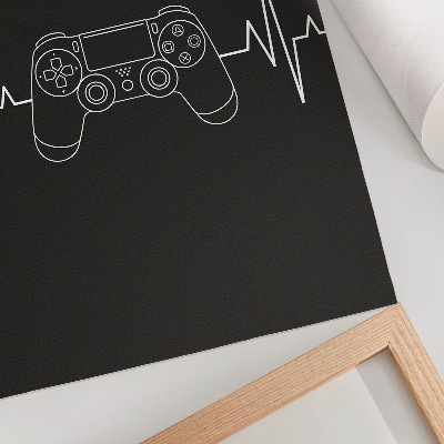 Impression sur toile Thème de jeu minimaliste cœur noir et blanc