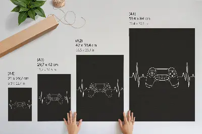 Impression sur toile motif de jeu minimaliste cœur noir et blanc