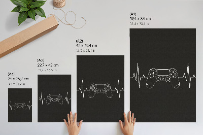 Impression sur toile Thème de jeu minimaliste cœur noir et blanc