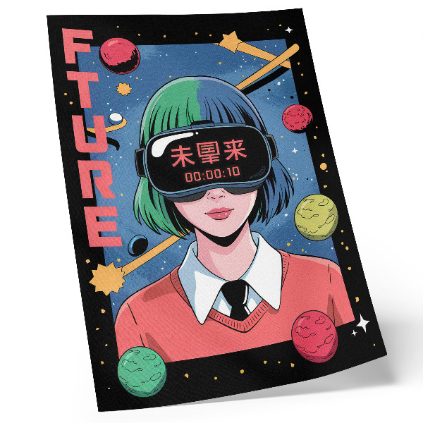 Affiche décorative Thème de femme en réalité virtuelle spatiale moderne