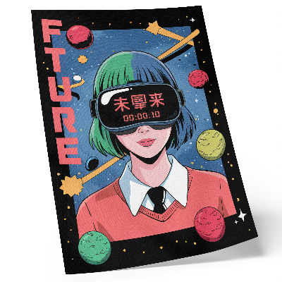 Affiche décorative Thème de femme en réalité virtuelle spatiale moderne