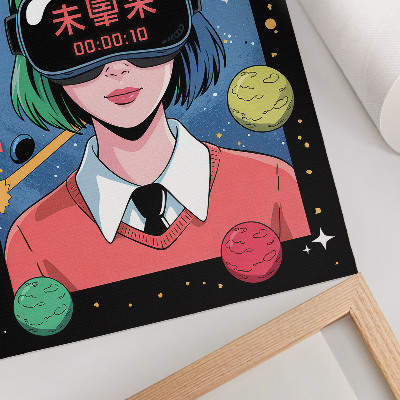 Affiche décorative Thème de femme en réalité virtuelle spatiale moderne