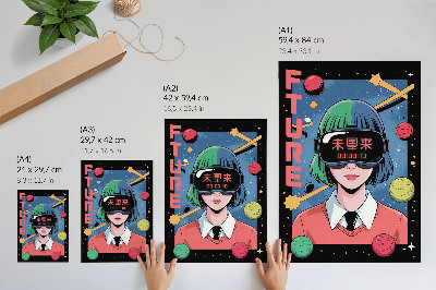 Affiche décorative Thème de femme en réalité virtuelle spatiale moderne