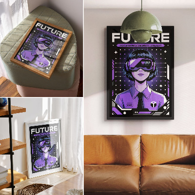 Décoration murale Thème dynamique violet des technologies futures
