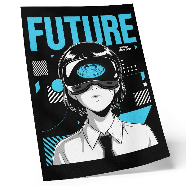 Impression sur toile un personnage moderne avec un casque de réalité virtuelle