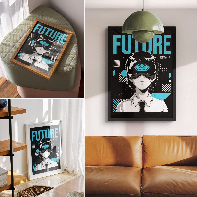 Impression sur toile Un personnage moderne en lunettes VR