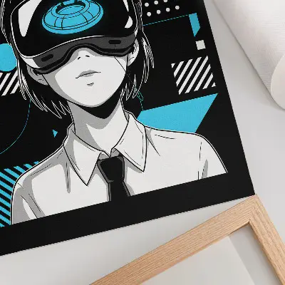 Impression sur toile un personnage moderne avec un casque de réalité virtuelle
