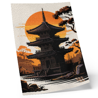 Impression sur toile Bâtiment oriental soleil arbres eau