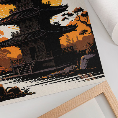 Impression sur toile Bâtiment oriental soleil arbres eau