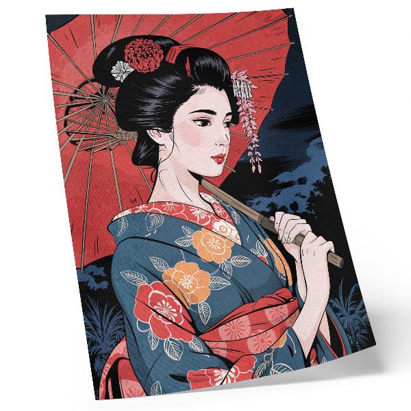 Impression sur toile parapluie de style japonais pour femme, nuit colorée