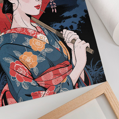 Impression sur toile parapluie de style japonais pour femme, nuit colorée