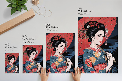 Impression sur toile parapluie de style japonais pour femme, nuit colorée