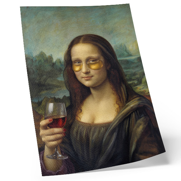 Impression sur toile Portrait de la Renaissance avec des verres jaunes et du vin rouge