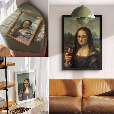 Impression sur toile Portrait de la Renaissance avec des verres jaunes et du vin rouge
