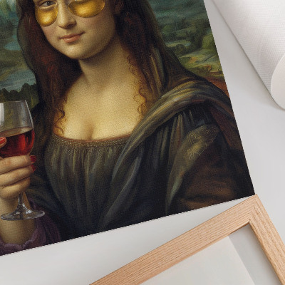 Impression sur toile Portrait de la Renaissance avec des verres jaunes et du vin rouge