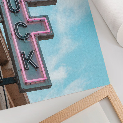 Affiche décorative Enseigne néon rétro ciel bleu couleurs intenses