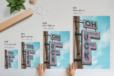 Affiche décorative enseigne néon rétro ciel bleu aux couleurs intenses