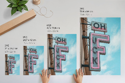Affiche décorative Enseigne néon rétro ciel bleu couleurs intenses
