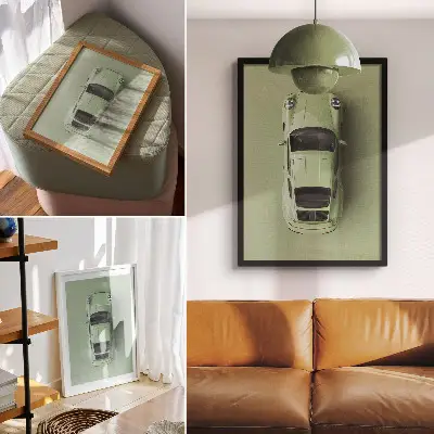 Impression sur toile représentant une voiture moderne de couleur verte