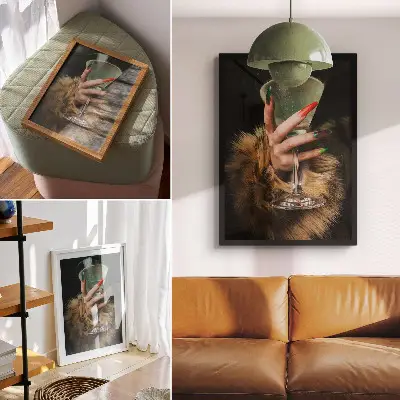 Décoration murale main avec ongles colorés en verre soufflé
