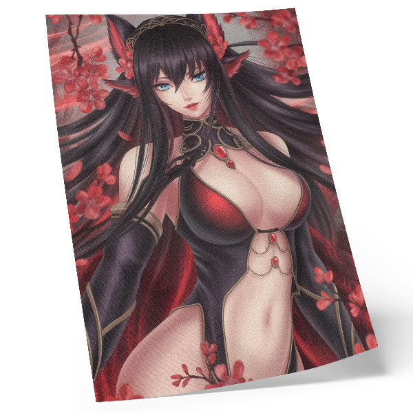 Impression sur toile beauté et élégance de l'anime, rouge et noir dynamiques