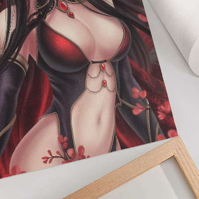 Impression sur toile beauté et élégance de l'anime, rouge et noir dynamiques