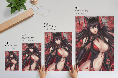 Impression sur toile beauté et élégance de l'anime, rouge et noir dynamiques