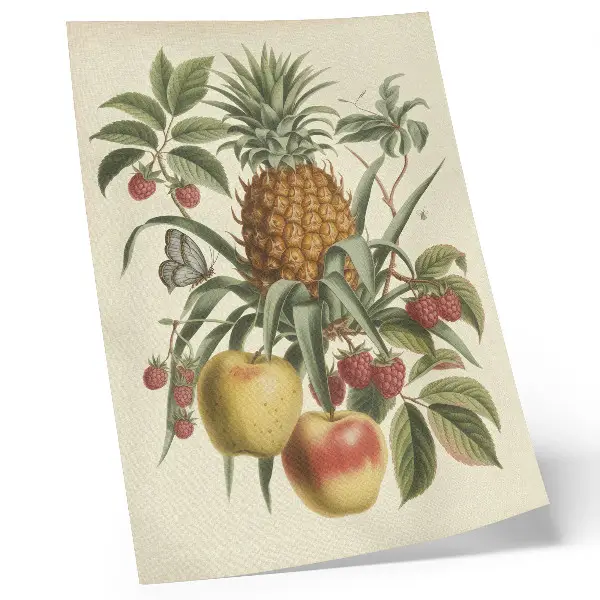 Impression sur toile motif de fruits et feuilles dans un style classique inspiré de la nature