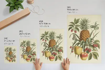 Impression sur toile motif de fruits et feuilles dans un style classique inspiré de la nature