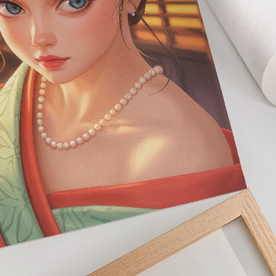 Impression sur toile Portrait d'une femme en costume traditionnel avec des perles