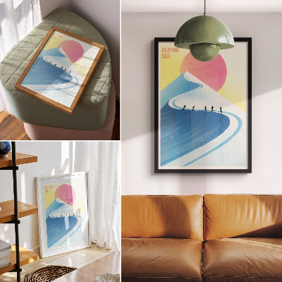 Affiche décorative Une scène minimaliste avec des skieurs et le ciel