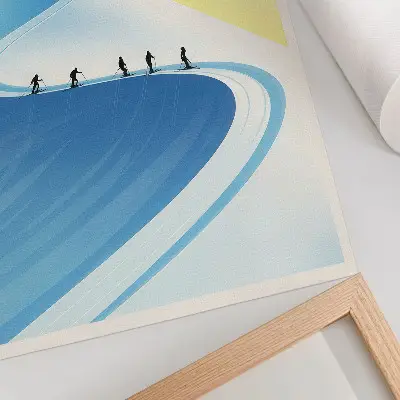 Affiche décorative scène minimaliste avec des skieurs et le ciel