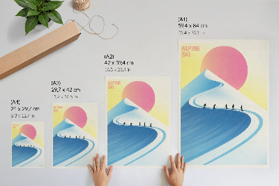 Affiche décorative Une scène minimaliste avec des skieurs et le ciel