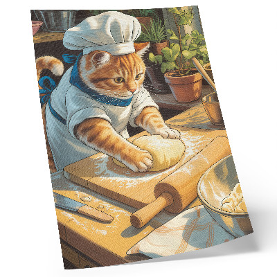 Décoration murale Adorable chat chef entouré de plantes en pot
