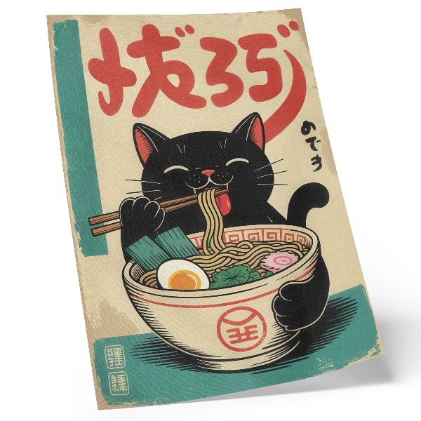 Décoration murale Bol de ramen Black Cat - Inspirations rétro japonaises