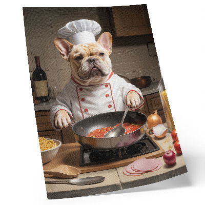 Affiche décorative Un bouledogue dans la cuisine, style surréaliste et drôle
