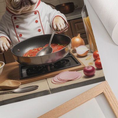 Affiche décorative Un bouledogue dans la cuisine, style surréaliste et drôle
