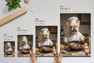 Affiche décorative Un bouledogue dans la cuisine, style surréaliste et drôle