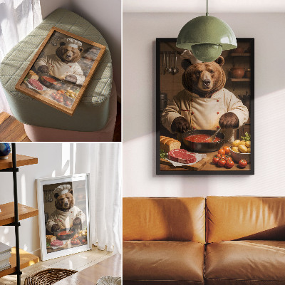 Décoration murale Bear Cook, scène chaleureuse et surréaliste, chaleur