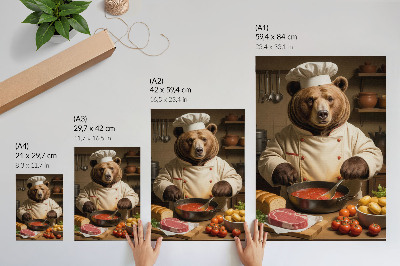 Décoration murale Bear Cook, scène chaleureuse et surréaliste, chaleur