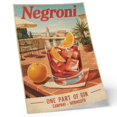 Affiche décorative Boisson orange en terrasse, ambiance rétro