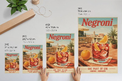 Affiche décorative Boisson orange en terrasse, ambiance rétro