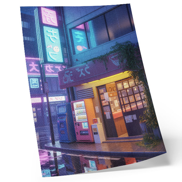 Affiche décorative Pluie de néons, ambiance atmosphérique, lumières colorées
