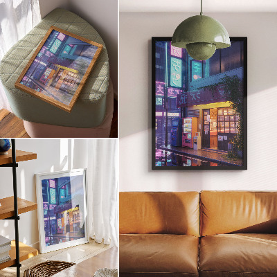Affiche décorative Pluie de néons, ambiance atmosphérique, lumières colorées