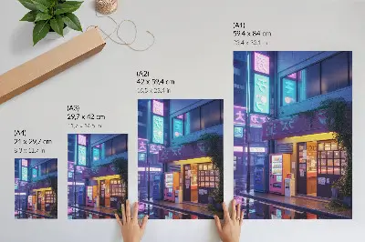 Affiche décorative Pluie de néons ambiance atmosphérique aux lumières colorées