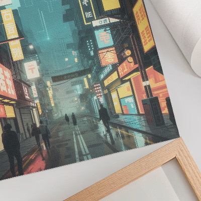 Affiche décorative Scène nocturne urbaine au style rétro-futuriste et aux néons