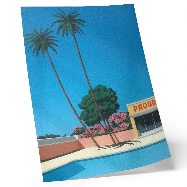 Impression sur toile Ciel bleu, palmiers, piscine de style moderne