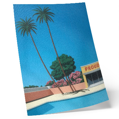 Impression sur toile Ciel bleu, palmiers, piscine de style moderne